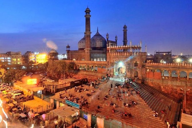 Delhi by Evening Tour with Private AC Car, Guide & Dinner - Red Fort at night: big time visuals, but plan for no included entry