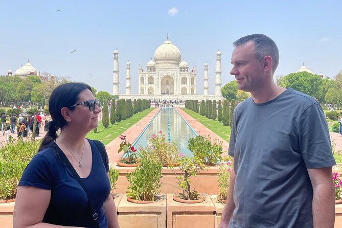 Taj Mahal and Agra Private Tour from Delhi by Car with 5<em> Lunch – Key Highlights You’ll Care About’ /></p>
<ul>
<li><strong>Skip-the-line entry</strong> for Taj Mahal and Agra Fort, with tickets handled for you</li>
<li><strong>Private A/C pickup and drop-off</strong> from Delhi, Noida, Gurugram, Ghaziabad, and Faridabad</li>
<li><strong>A guide who talks history and helps with photos</strong>, including pro picture tips</li>
<li><strong>Agra Fort without waiting</strong>, with time to actually look at details (about an hour)</li>
<li><strong>Optional 5-star buffet lunch</strong> at venues like DoubleTree by Hilton Hotel Agra</li>
<li><strong>Baby Taj (Itmad-ud-Daulah)</strong> visit after lunch, usually around 30 minutes</li>
</ul>
<h2 id="delhi-to-agra-by-private-a-c-car-comfort-vs-real-time">Delhi to Agra by Private A/C Car: Comfort vs. Real Time</h2>
<p><img width="669" height="446" decoding="async" src=