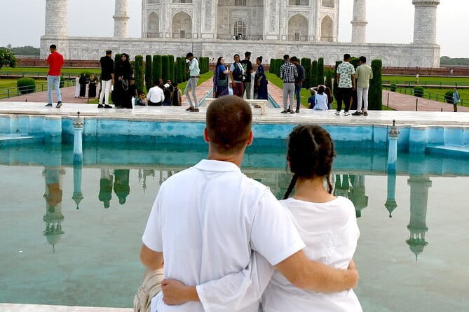 Taj Mahal Sunrise & Agra Day Tour from Delhi with 5<em> Meal – Key highlights at a glance’ /></p>
<ul>
<li><strong>Private A/C pickup and drop-off</strong> across Delhi, Noida, and Gurugram</li>
<li><strong>Guides manage ticket entry</strong>, so you don’t waste time lining up</li>
<li><strong>3 hours at the Taj Mahal</strong> for a real, unhurried visit</li>
<li><strong>UNESCO combo day</strong>: Taj Mahal, Agra Fort, and Itimad-ud-Daulah</li>
<li><strong>Optional 5-star restaurant meal</strong> like Courtyard Marriott and Bon Barbeque</li>
<li><strong>English-speaking driver + bottled water</strong>, with help for bathroom and refreshment stops</li>
</ul>
<h2 id="a-smooth-private-way-to-get-from-delhi-to-agra">A smooth, private way to get from Delhi to Agra</h2>
<p> Meal – A smooth, private way to get from Delhi to Agra’ /><br />
This is the kind of tour that makes sense when you have only a day to spare. You’re not left to figure out taxis, ticket queues, or where to start once you land in Agra. Instead, you get a private air-conditioned car and a live guide at the monuments, which is exactly what helps on a sunrise-focused plan.</p>
<p><p>The day is also designed around comfort. The ride is private, and the driver speaks English, so you can ask for a bathroom break or a quick refresh stop without awkward guesswork. That small human touch matters when the itinerary runs long.</p>
</p>
<div style="margin: 20px 0; padding: 15px 0;"><p>You can also read our reviews of more tours and experiences in New Delhi</p><ul style="margin: 10px 0; padding: 0; list-style: none;"><li style="margin: 0 0 10px 0; padding: 0 0 10px 0; border-bottom: 1px solid #eee; display: flex; align-items: flex-start; gap: 12px; line-height: 1.4;"><a href="https://thenewdelhiguide.com/from-delhi-taj-mahal-and-agra-fort-private-sunrise-tour/" aria-hidden="true" tabindex="-1"><img decoding="async" style="width: 80px; height: 60px; object-fit: cover; border-radius: 4px; flex-shrink: 0;" src="https://l.thenewdelhiguide.com/wp-content/uploads/from-delhi-taj-mahal-and-agra-fort-private-sunrise-tour-150x150.jpg" alt="" loading="lazy"></a><div><a href="https://thenewdelhiguide.com/from-delhi-taj-mahal-and-agra-fort-private-sunrise-tour/">From Delhi: Taj Mahal and Agra Fort Private Sunrise Tour</a><br><span style="font-size: 0.82em; color: #555; margin-top: 2px;"><span style="color: #f5a623;">★</span> 4.9 &middot; 2,270 reviews</span></div></li><li style="margin: 0 0 10px 0; padding: 0 0 10px 0; border-bottom: 1px solid #eee; display: flex; align-items: flex-start; gap: 12px; line-height: 1.4;"><a href="https://thenewdelhiguide.com/sunrise-taj-mahal-agra-fort-baby-taj-tour-from-delhi-by-car/" aria-hidden="true" tabindex="-1"><img decoding="async" style="width: 80px; height: 60px; object-fit: cover; border-radius: 4px; flex-shrink: 0;" src="https://l.thenewdelhiguide.com/wp-content/uploads/sunrise-taj-mahal-agra-fort-baby-taj-tour-from-delhi-by-car-150x150.jpg" alt="" loading="lazy"></a><div><a href="https://thenewdelhiguide.com/sunrise-taj-mahal-agra-fort-baby-taj-tour-from-delhi-by-car/">Sunrise Taj Mahal, Agra Fort & Baby Taj Tour from Delhi by Car</a><br><span style="font-size: 0.82em; color: #555; margin-top: 2px;"><span style="color: #f5a623;">★</span> 5.0 &middot; 2,243 reviews</span></div></li><li style="margin: 0; padding: 0; border-bottom: none; display: flex; align-items: flex-start; gap: 12px; line-height: 1.4;"><a href="https://thenewdelhiguide.com/private-sunrise-taj-mahal-trip-from-delhi-all-inclusive/" aria-hidden="true" tabindex="-1"><img decoding="async" style="width: 80px; height: 60px; object-fit: cover; border-radius: 4px; flex-shrink: 0;" src="https://l.thenewdelhiguide.com/wp-content/uploads/private-sunrise-taj-mahal-trip-from-delhi-all-inclusive-150x150.jpg" alt="" loading="lazy"></a><div><a href="https://thenewdelhiguide.com/private-sunrise-taj-mahal-trip-from-delhi-all-inclusive/">Private Sunrise Taj Mahal Trip from Delhi all Inclusive</a><br><span style="font-size: 0.82em; color: #555; margin-top: 2px;"><span style="color: #f5a623;">★</span> 5.0 &middot; 1,537 reviews</span></div></li></ul></div><h2 id="price-and-what-to-confirm-before-you-commit">Price and what to confirm before you commit</h2>
<p><img width="669" height="446" decoding="async" src=